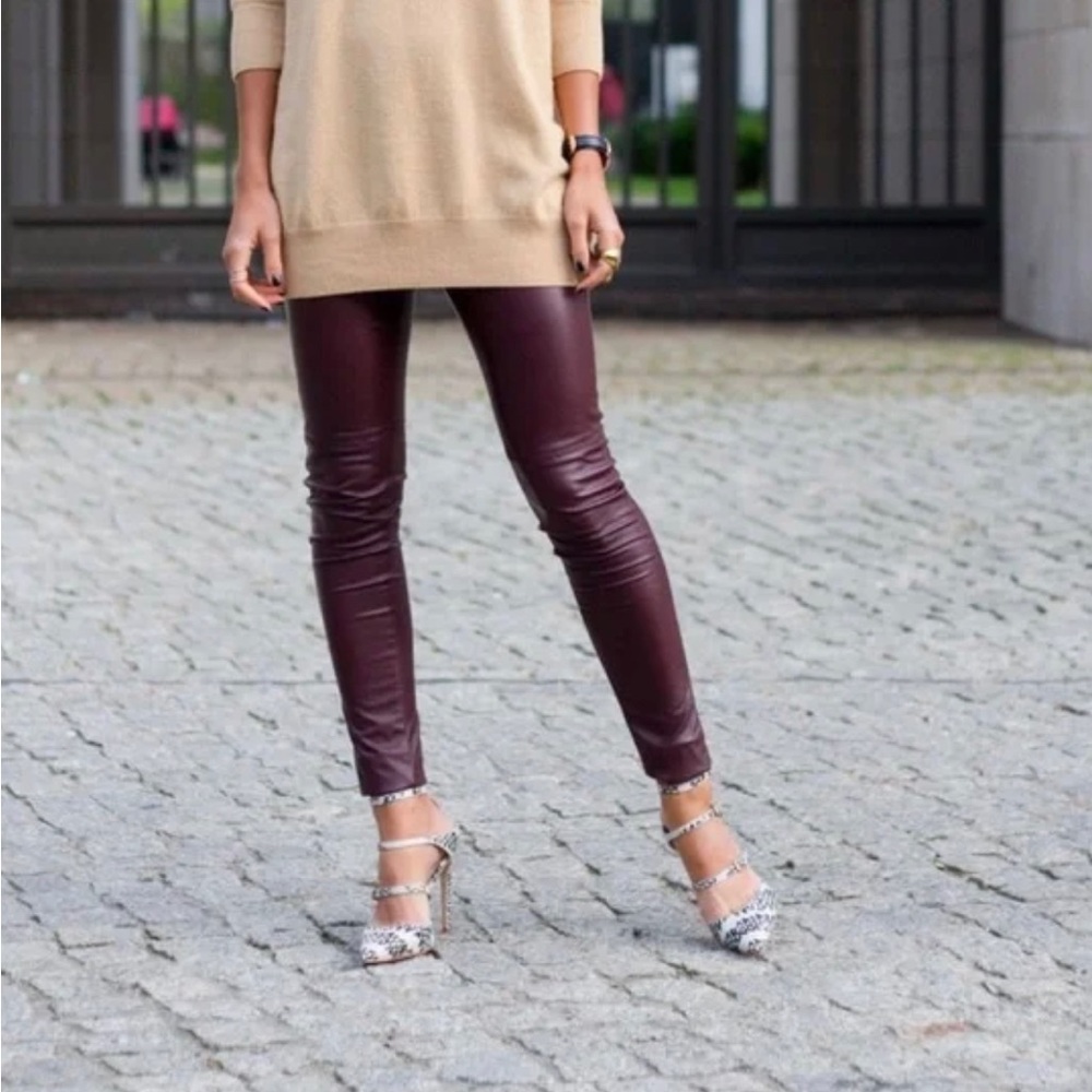 COPY - H & M chocolate brown Faux Leather Leggings